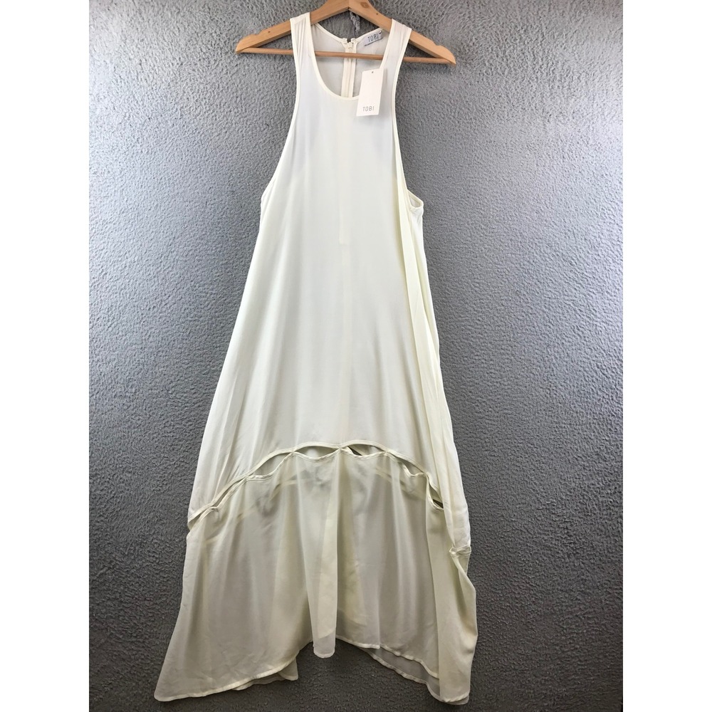New TOBI XS Ivory Sleeveless High Low Dress Cutout Hem Casual Party Cocktail
